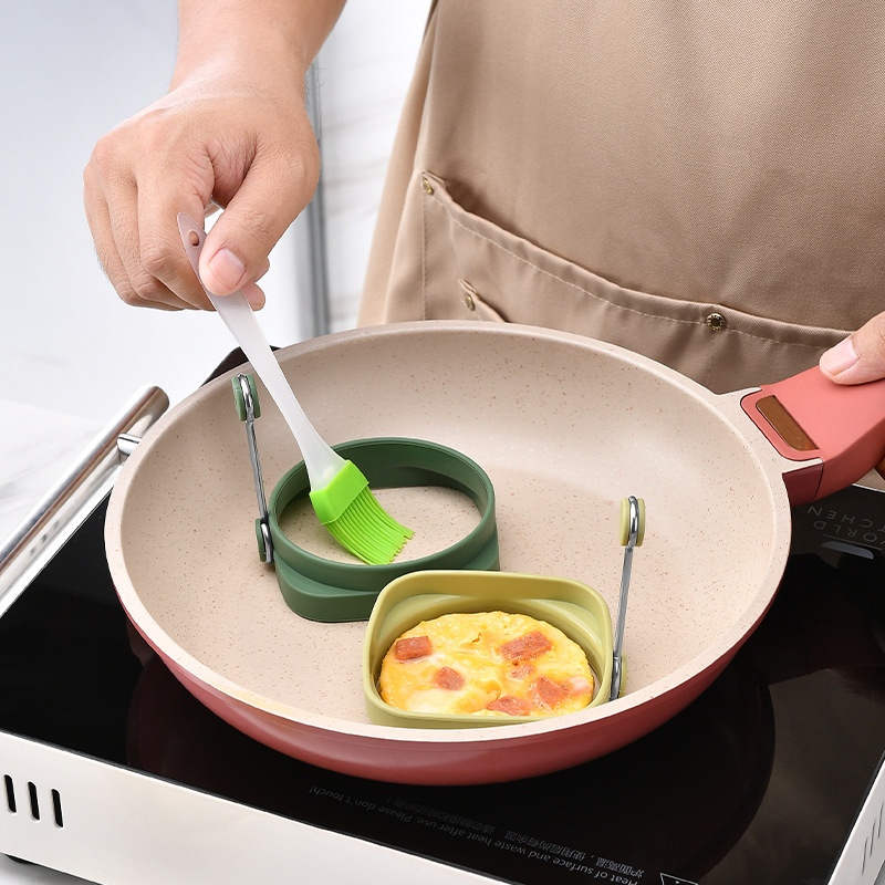 耐高温シリコン円形diy卵焼き器卵焼き金型断熱オムレツパンケーキ創意小道具|undefined