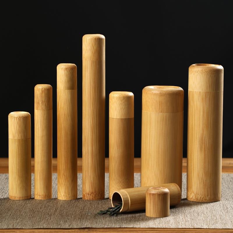 DM7M竹制密封茶叶罐香筒储存竹桶竹筒茶叶桶便携大小号醒茶叶盒子