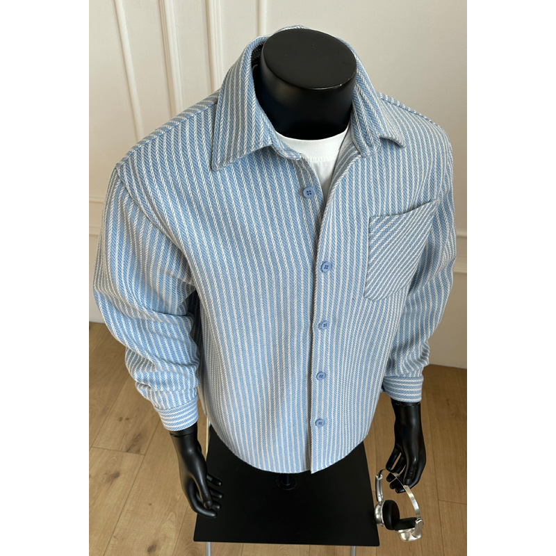 Camicia a maniche lunghe a righe da uomo, nuovo stile primavera 2026, vestibilità ampia, marchio di tendenza, versatile, casual da strada,_voghion.com