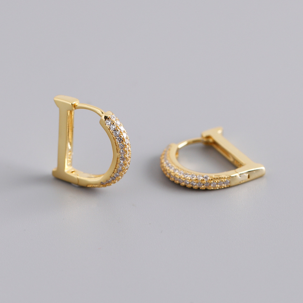 1 Pair Ig Style Letter Sterling Silver Zircon Earrings display picture 5