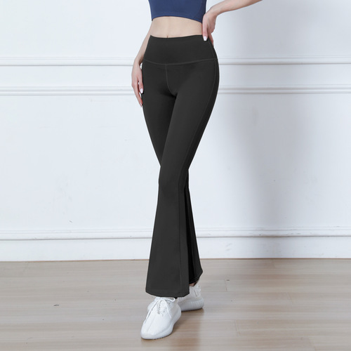 Women's Yoga Leggings, Quick-Drying Fitness Tights, Flared Lulu Yoga Pants, High-Waisted, Nudist Hip-Lifting Wide Leg Pants