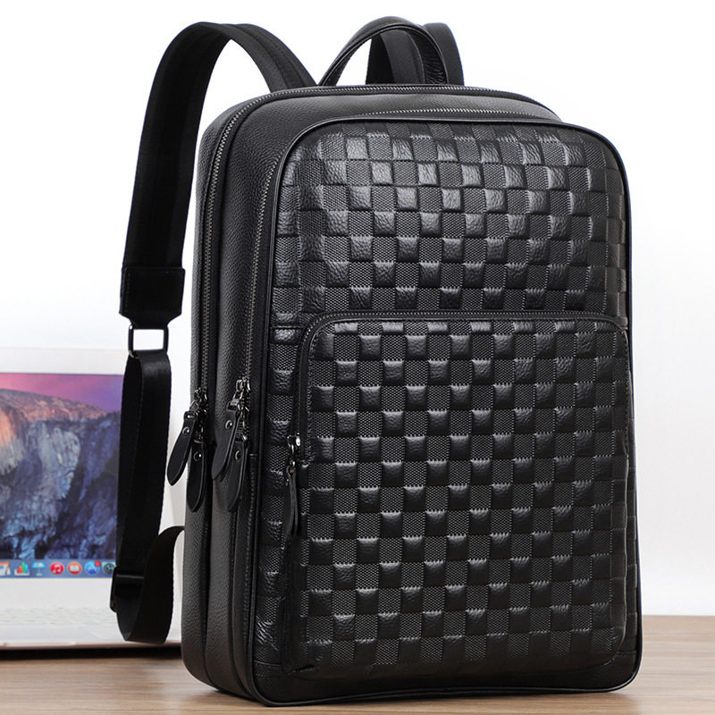 Ba lô nam da bò thật dung tích lớn 15.6 inch đựng laptop, túi du lịch 30×17×41 cm — Màu đen 1, Màu đen 2
