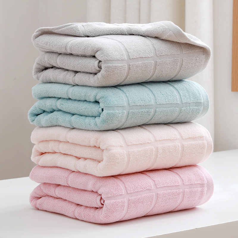 new pattern cotton material Bath towel Supersoft water uptake Plain colour fashion household Simplicity lattice customized LOGO On behalf of