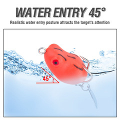 Thai-style bionic frog lure for bass fishing—black-colored, strong, soft silicone mini frog with sequins and double hooks, 3.5 cm.