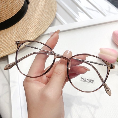 New TR90 anti-blue light flat mirror retro round frame Internet celebrity plain myopia glasses frame radiation protection glasses batch