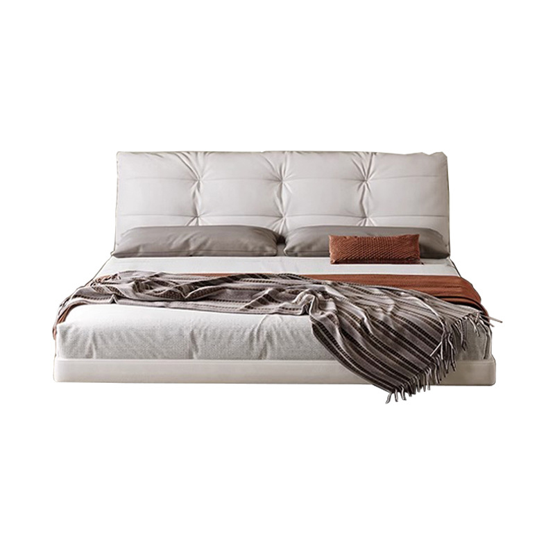 Cama flotante de hadas, cama de cuero francesa, cama de cuero, cama principal, cama de borde simple y suave, cama de red, cama de nube roja