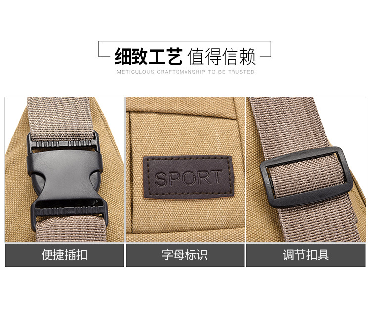Men's construction site work close-fitting waist bag, wear-resistant canvas, crossbody mobile phone, loose change, crossbody single-shoulder convenient multi-layer bag undefined