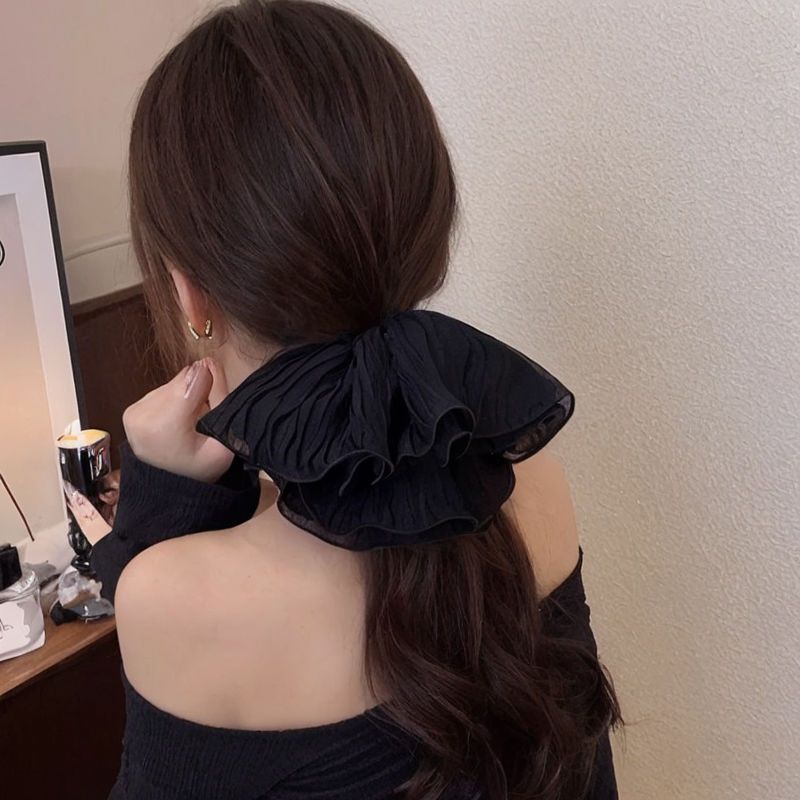 2026 nuevo estilo coreano super grande anillo de pelo intestino grande niñas de alto nivel de sensación de cabello de flores cuerdas de cabello de cordón de goma adornos para el cabello