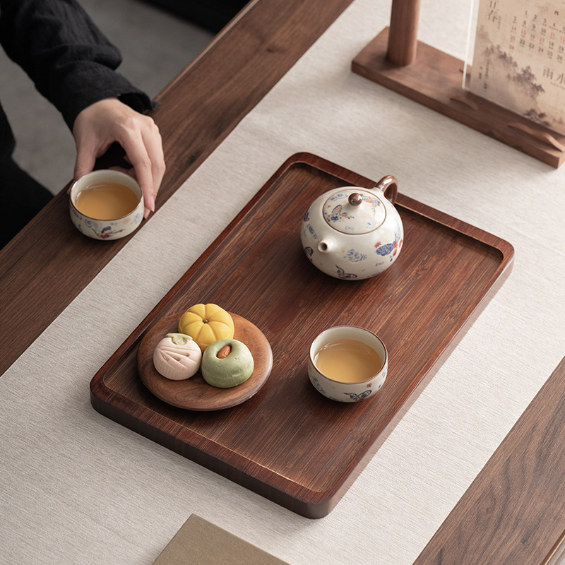 2025 New Model Light Luxury Retro Household Coffee Cup and Tableware Tray Rectangular Multifunctional Tea Set Storage Tray