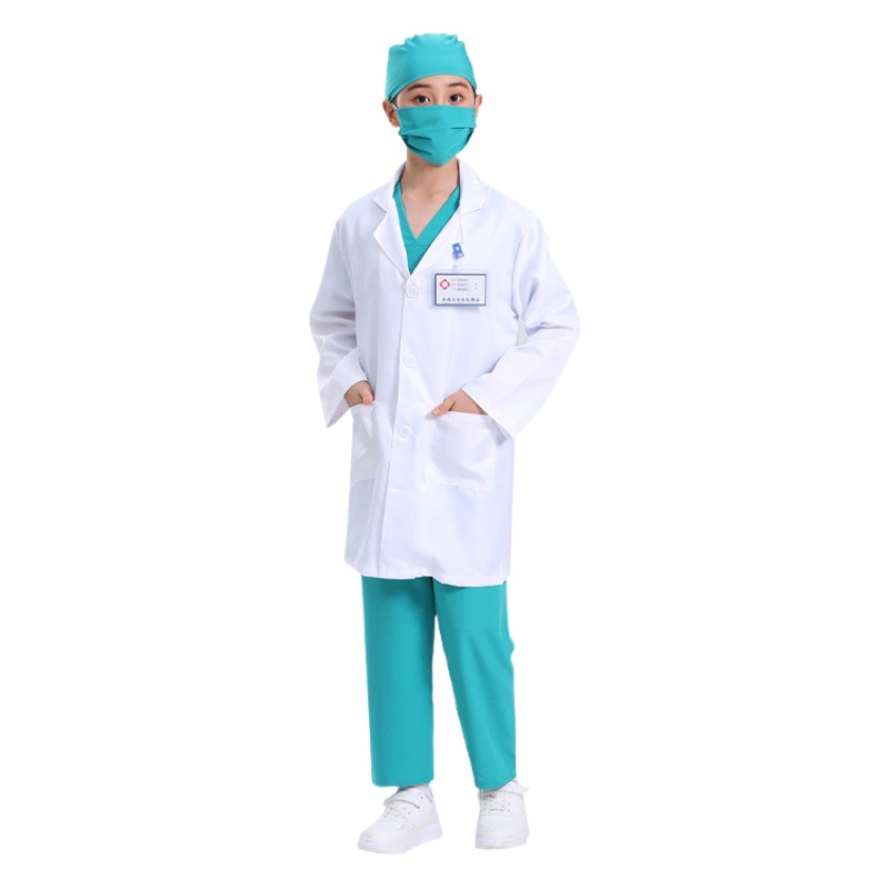 Children's Little Doctor Clothing Role-playing Nurse Clothing Suit Kindergarten White Coat Performance Clothing Epidemic Prevention Surgical Clothing