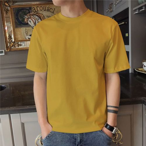 Slim T-shirt summer trend heavy color Hong Kong style versatile loose inner half-sleeved short-sleeved T-shirt for men