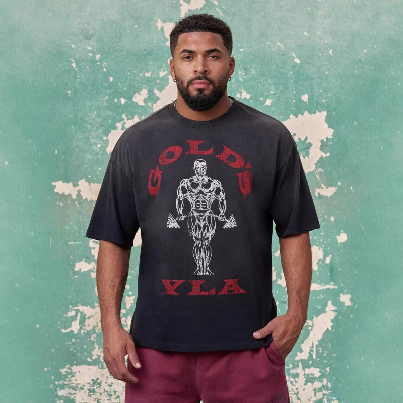 Youngla New Golds Men's T-Shirt Outdoor Running Training Sports Fitness Quick-Drying Breathable Printed Top