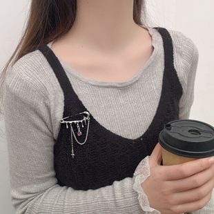New liquid tassel exquisite brooch for women ins niche design sweet and cool hip-hop high-end suit brooch corsage