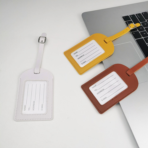 Creative travel case luggage tag with leather PU material, designed for cross-border new multi-color leather airplane boarding pass, suitable for check-in and boarding.