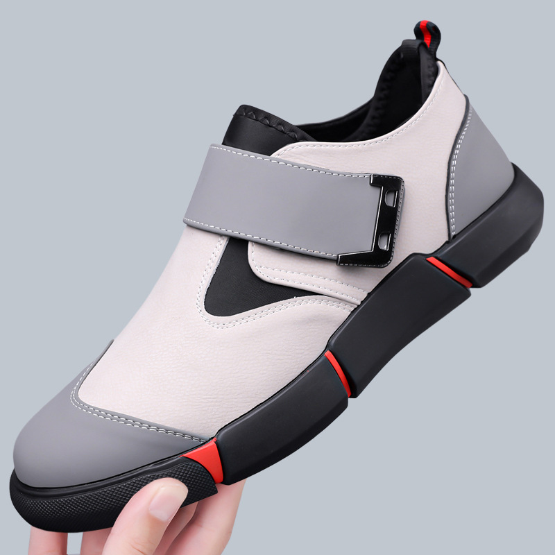 New Men's Casual Leather Shoes, Men's Lazy Shoes, Comfortable Slip-On Low-Cut Velcro Anti-Slip Flat Heel Shock-Absorbing Round Toe New Men's Casual Leather Shoes, Men's Lazy Shoes, Comfortable Slip-On Low-Cut Velcro Anti-Slip Flat Heel Shock-Absorbing Round Toe