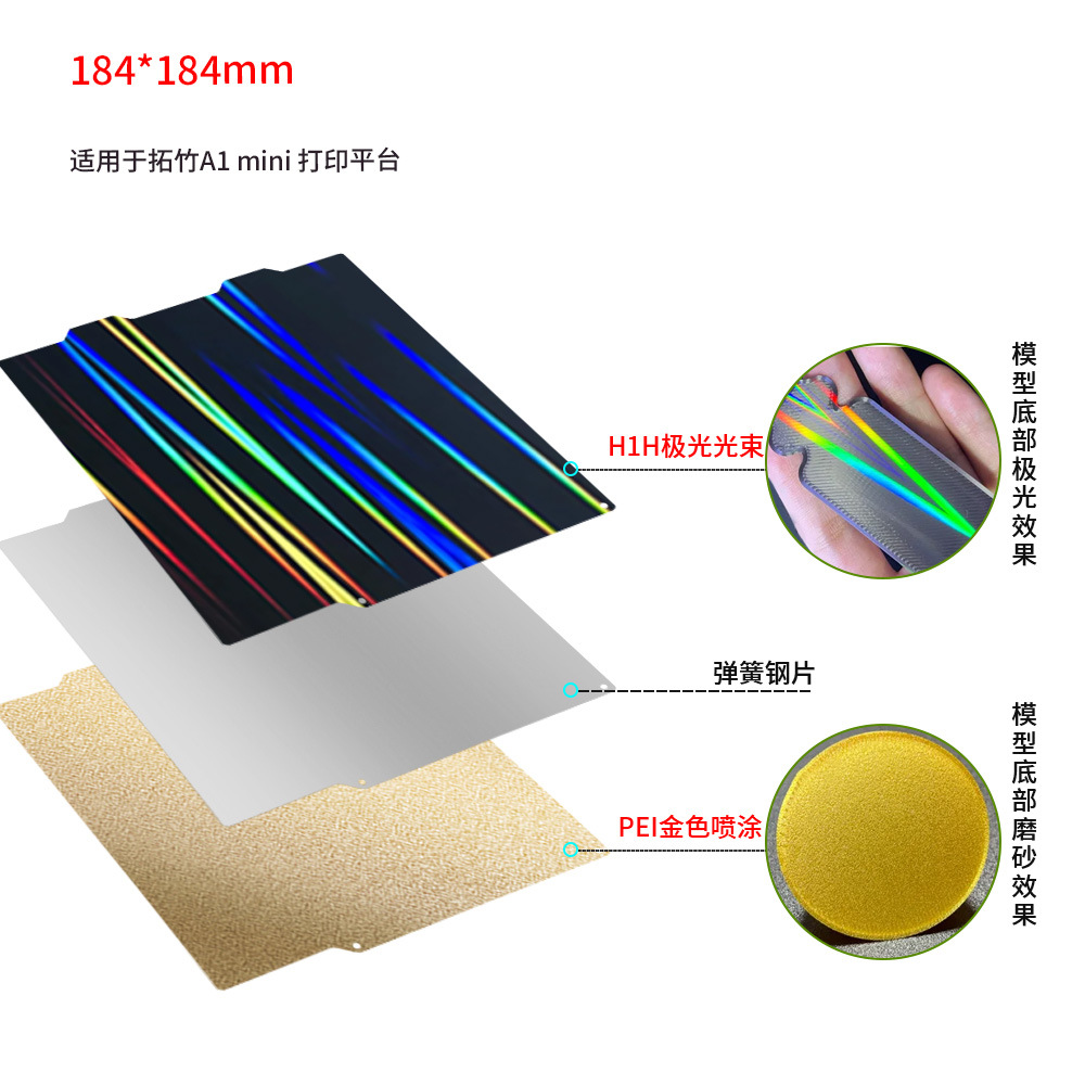 Tuo bambú A1 mini pulverización de doble cara PEI resorte magnético placa de acero PET/PEO/PEY película plataforma de cama caliente