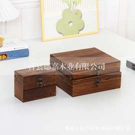 复古烧色实木首饰盒带锁储物小木盒价优桌面2026整理收纳木质礼盒