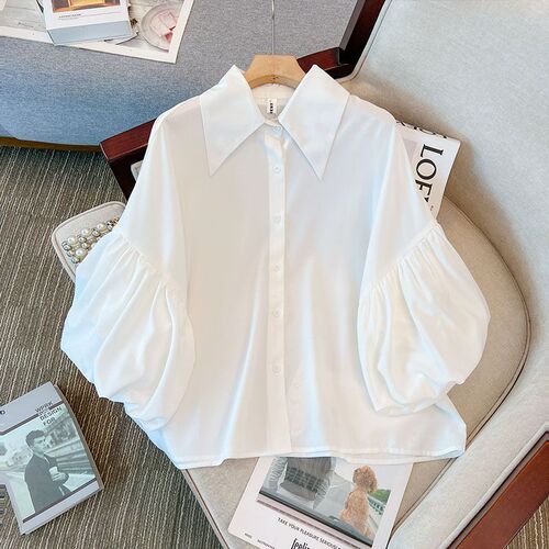 Japanese and Korean foreign trade 2024 summer new chiffon shirt for women plus size fat mm light luxury chic fashion loose shirt top