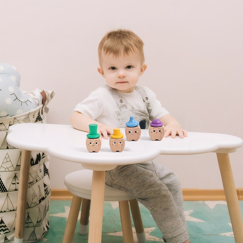 Un conjunto de cajas de látex para niños de madera maciza, cuatro expresiones divertidas, cajas de colección de madera, cajas conmemorativas, cajas de almacenamiento de dientes para bebés