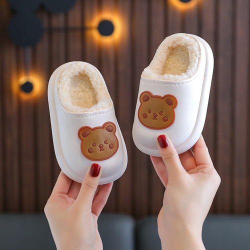 Autumn and winter children's cotton slippers bag with cartoon cute middle-aged and older children's home use boys and girls baby cotton shoes