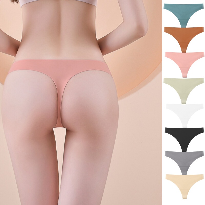 Europe and the United States cross-border foreign hot-selling seamless one-piece ice silk ladies underwear bikini low waist girls thong head