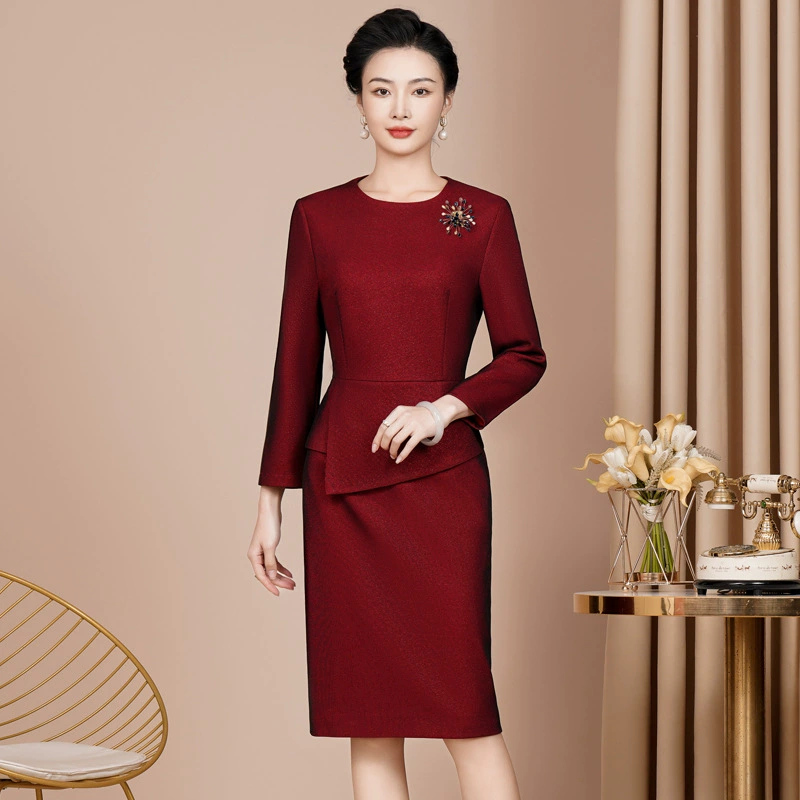 2023 зимнее платье матери, модное платье с воланами, корсаж, свадебный банкет, платье свекрови, поколение волос