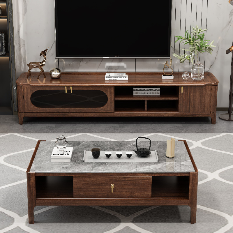 Solid Wood Tv Cabinet for Living Room, 2026 New Model, Floor-Standing Storage Cabinet with Integrated Light Luxury and High-End Feel Tv Cabinet