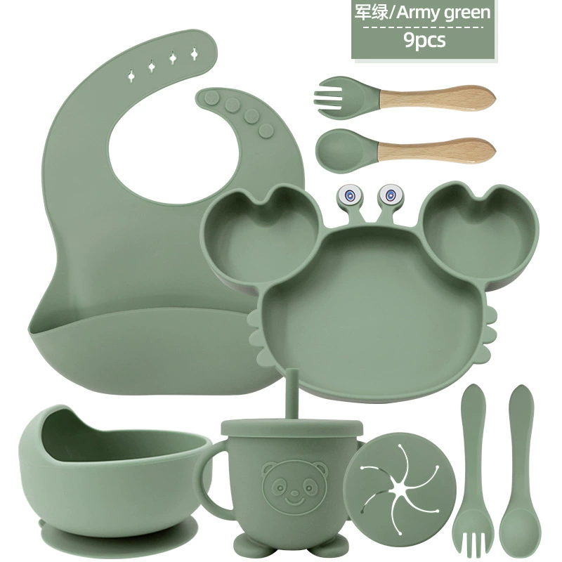 Children's silicone tableware, set, cartoon food silicone, dinner plate