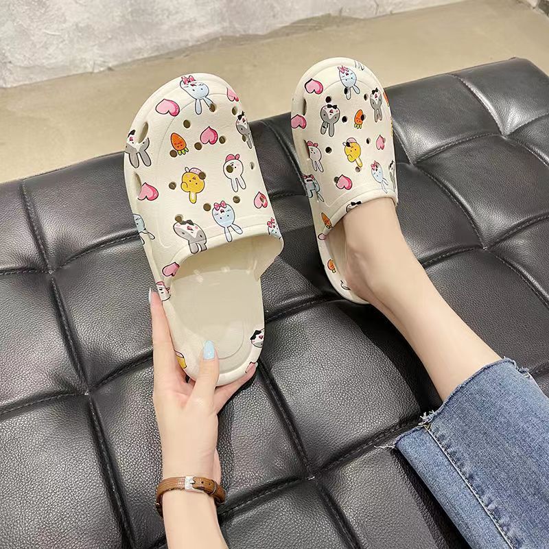 2023 New Autumn and Summer Cave Shoes Women's Half Slippers Women's Sandals Cute Outer Wear Flat Beach Shoes