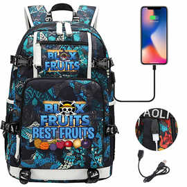 01 Blox Fruits USB青少年学生书包男女休闲大容量旅行双肩背包