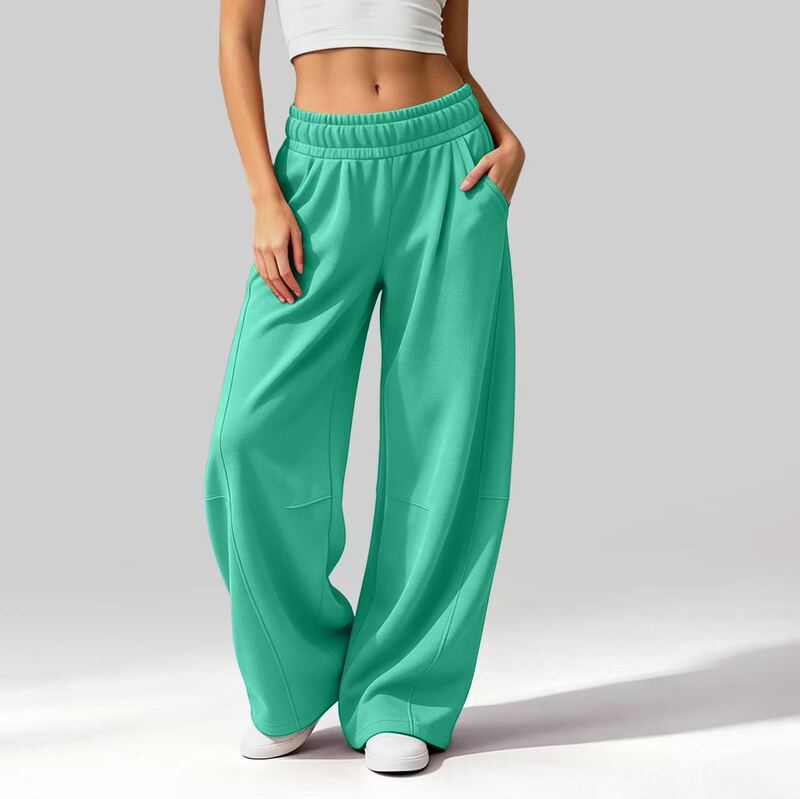 2026 Women's Solid Color Casual Pocket Wide-Leg Trousers, Casual Pants, Fleece-Lined Sweatpants 2026 Women's Solid Color Casual Pocket Wide-Leg Trousers, Casual Pants, Fleece-Lined Sweatpants