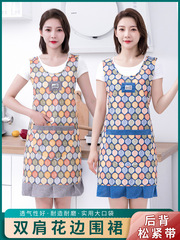 2F Cotton Apron Household Kitchen New Korean Style Fashion Women's Vests Apron Waist Adult Stylish Anti-Stain Wear-resistant Work