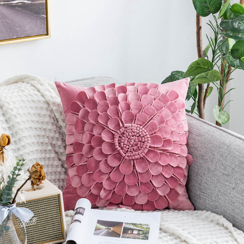 Nordic beauty light luxury ins style sunflower pillowcase Xiaohongshu internet celebrity flower pillow petal bedside cushion cover