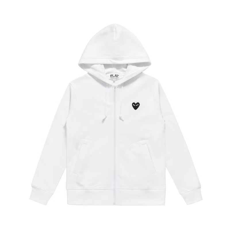 Comme des Garçons Play Zip-Up Hoodie Jacket White