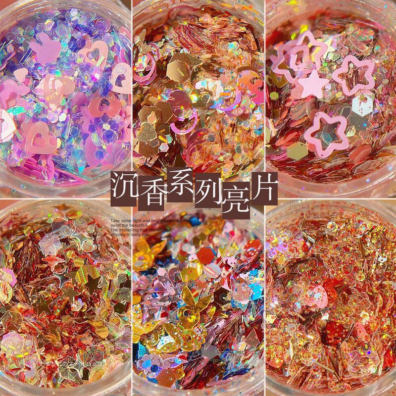 Autumn and Winter Manicure Sequins Super Flash Cut Out Stars Heart Octagonal Glitter Rabbit Butterfly Patch Nail Jewelry