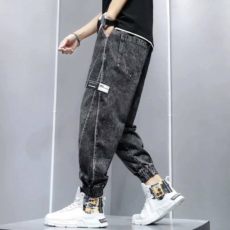 2023 Spring Autumn New Trendy Men's Jeans Drawstring Plus Size Loose Retro Harem Pants_voghion.com