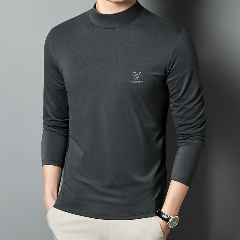 2025 Autumn and Winter New Half-high Collar Base Shirt Men's Warm Long-sleeved T-shirt Slim-fit Middle Collar Inner Top Clothing