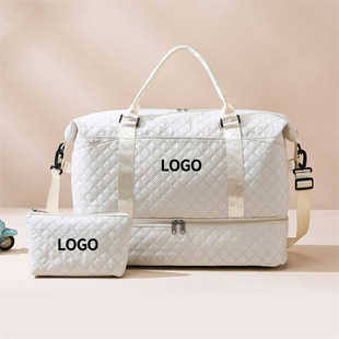 Customized Printed Logo Satchel Travel Bag for Business Trips, Portable Foldableable Large-Capacity Fashionable Quilted Fitness Bag Luggage Bag