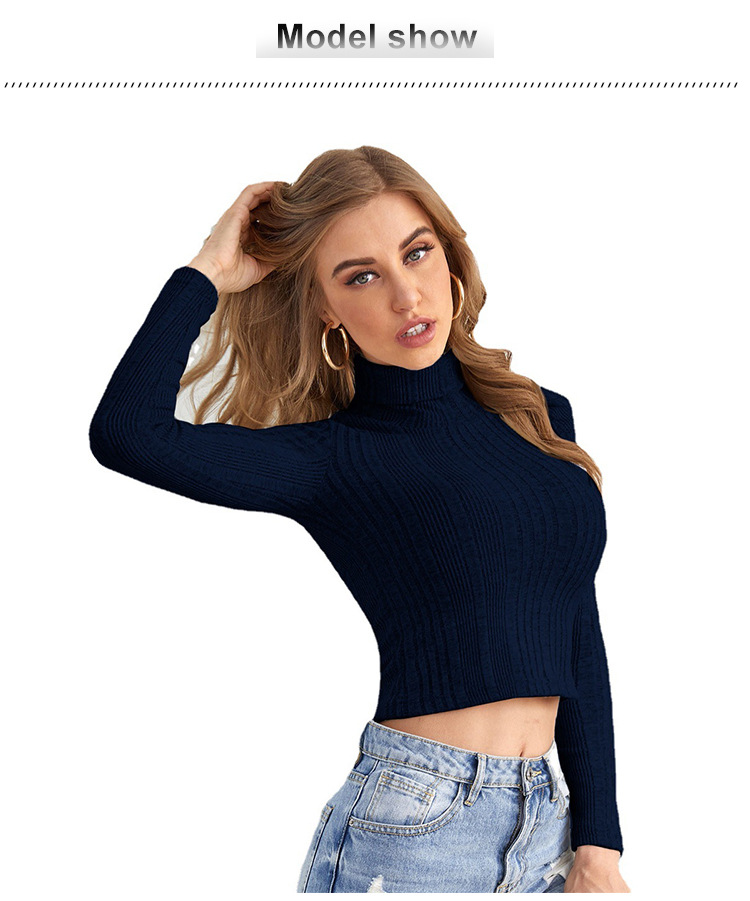 sexy solid color long-sleeved turtleneck knitted sweater nihaostyles wholesale clothing NSLIH89682