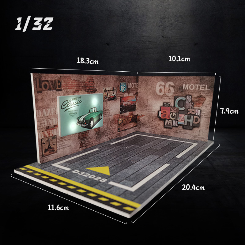 Aleación modelo de coche 1:32 y 1 relación 24pvc subterráneo estacionamiento edificio modelo iluminación en vivo escena Decoración