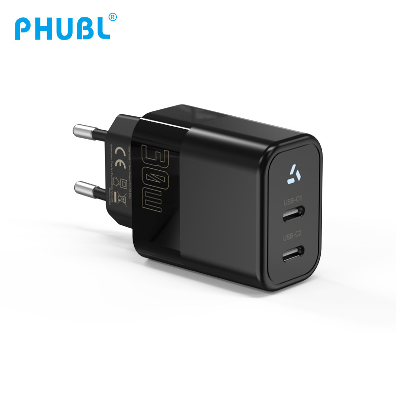 Estándar europeo 30w cargador de nitruro de galio certificación ce aplicable a apple huawei teléfono móvil PD protocolo de carga rápida cabeza de carga cabeza