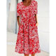 Cross-border foreign trade 2023eBay Amazon wish spring and summer flower printed round neck pocket long dress women's clothing