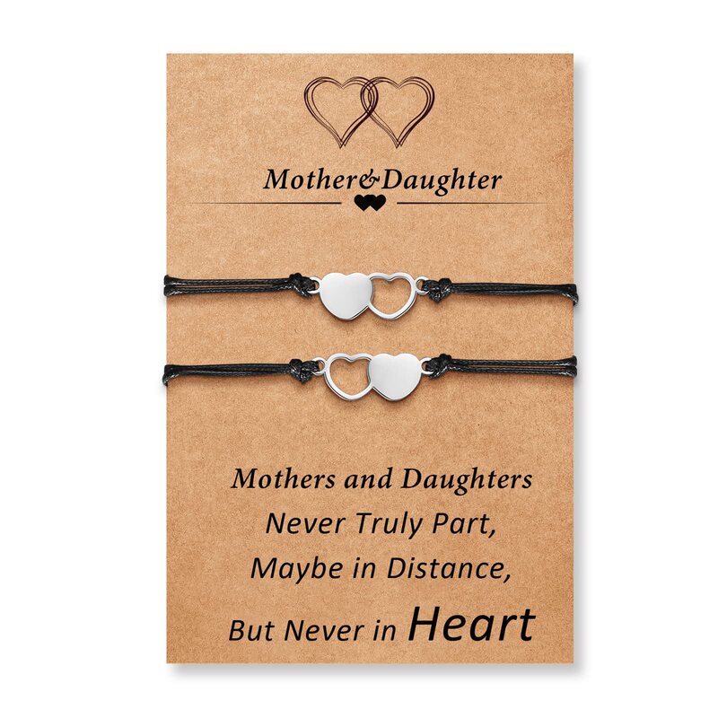 Cross-border heart-shaped stainless steel mother-daughter good friend parent-child friendship hand rope card bracelet stainless steel love bracelet