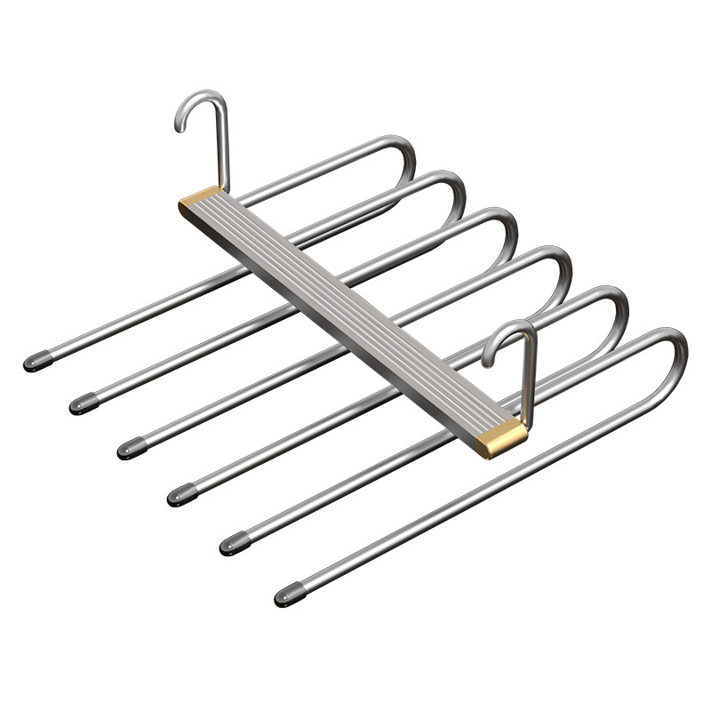 Pantalones antideslizantes sin marcas para el hogar contienen artefactos, estantes de pantalones plegables de aleación de aluminio, estantes de pantalones de varias capas, estantes especiales para perchas de pantalones colgantes
