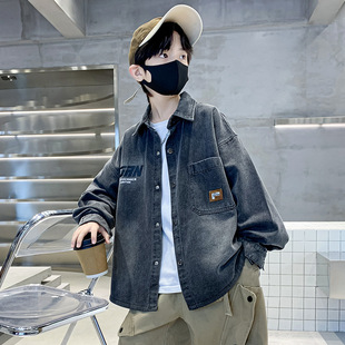 Children's Boy's Autumn Coat 2024 New Spring Boys Spring and Autumn Denim Foreign Style Street Exploding Tide