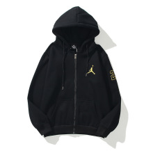 秋冬潮牌CLOT联名AJ飞人刺绣陈冠希连帽卫衣男女情侣加绒拉链外套