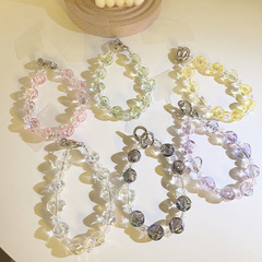 ins風無花朵愛心手環手腕式女通用手機殼串珠鏈條ccd相機手機掛繩