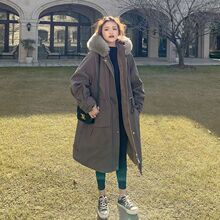 派克服女中长款2025冬季新款韩版学生加绒棉衣过膝工装棉服外套潮