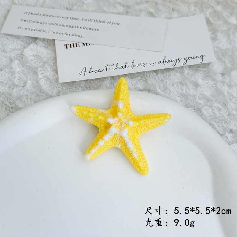 黄色海星发夹女前额侧边刘海夹星星碎发鸭嘴夹海边度假风发卡头饰|undefined