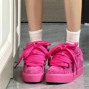 2025 Spring New Retro Pink Style Chanel Style Sneakers Women's Trendy Colorblock Ins Casual Shoes